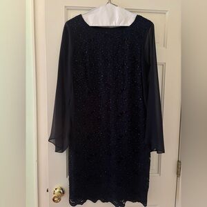 Connected Apparel Navy Long Sleeve Dress